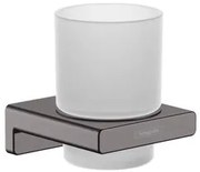 Hansgrohe AddStoris držiak pohára a kefiek vrátane poháre vo farebnom prevedení kartáčovaný čierny chróm 41749340