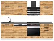 Kuchynská linka Belini Premium Full Version 240 cm dub wotan s pracovnou doskou MADISON