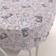 Biante Detský bavlnený oválny obrus Sandra SA-335 Africké zvieratká na sivom zebrovanom 100x140 cm