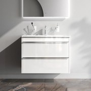 Skrinka s umývadlom 80 AM.PM Hit MTAFHX0802WG závesná, 2 zásuvky, lesklá biela