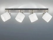 Stropné osvetlenie Tommy, 4 svietidlá, matný nikel/biela látka%