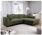 Rozkladacia rohová sedacia súprava LAGOA v tvare L, pravé prevedenie, zelená, s úložným priestorom