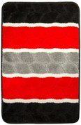 Kúpeľňový koberček FANO pruhy, červený / sivý