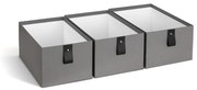 Sivé kartónové úložné boxy v súprave 3 ks 20,5x29,5x14,5 cm Aston Paper Laminate – Bigso