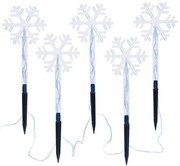Solight LED záhradné osvetlenie, snehové vločky, 5ks, 15x LED, zapichovacie, 3xAA