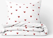 Goldea bavlnené posteľné obliečky - červené srdiečka na bielom 140 x 200 a 70 x 90 cm