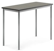 Stôl SONITUS, 1200x600x900 mm, linoleum - tmavošedá, strieborná