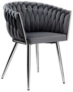Jedálenská stolička COFTON zamatová, strieborná / grafitová