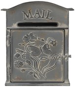 Šedá retro poštová schránka Mail - 26 * 10 * 31 cm