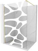 Mexen Kioto, sprchová zástena Walk-In 80 x 200 cm, 8mm číre sklo biely vzor, zlatý matný profil, 800-080-101-55-97