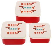 Červené/krémové detský desiatový box 3 ks Sausage Dog – Rex London