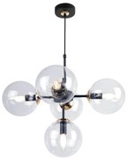 Závesné svietidlo Paris, 5x transparentné sklenené tienidlo, g