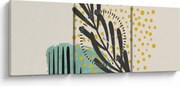 Obraz - Abstraktné listy N⁰3 (s hodinami) (90x30 cm)
