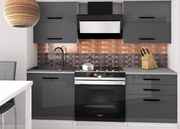 Kuchynská linka Belini 120 cm šedý lesk / šedý mat s pracovnou doskou Eleganta2 INF ELEGANTA2/2/WT/SSRS/0/B1