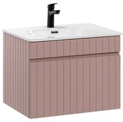 Závěsná skříňka Iconic Sky se zápustným umyvadlem 60 cm růžová/bílá