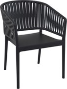 PORTOFINO záhradná stolička s podrúčkami black