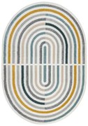 Koberec FUSION Shape 5711 biely / tmavozelený ovál