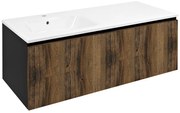 Sapho Sapho, LOREA skrinka s umývadlom 121x46x51,5cm (90+30cm), ľavá, dub collingwood/čierna matná, LE090-1935-L-03