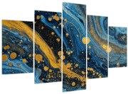 Obraz - Modrá abstrakcia so zlatom (150x105 cm)