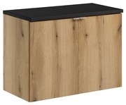 Závěsná skříňka pod umyvadlo Nova Oak II s deskou 80 cm černá/dub coast evoke