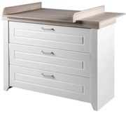 Biela nízka detská komoda v dekore brestu s prebaľovacím pultom 120x98 cm Felicia – Roba