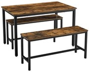 Sada barový stôl a 2 lavice TREVOR hnedá/čierna