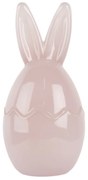 Ružová sklenená dóza s vekom v tvare vajcia so zajačími uškami – Ø 9*17 cm