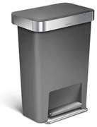 Obdĺžnikový pedálový kôš 45 l, šedý plast/nerez, sivá