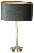 Stolová lampa mosadz s oválnym zamatovým tienidlom zelená 35 cm - Simplo