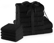 Čierne froté bavlnené uteráky a osušky v súprave 10 ks Amari – Restilo