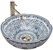 Rea Vivien, umývadlo na dosku 425x425x150, biela-modrá, REA-U5666