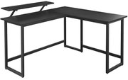 Rohový písací stôl, kovový počítačový stôl v tvare L, čierny