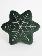 Vianočný vankúšik 30 x 30 cm - Vločka tmavo zelená