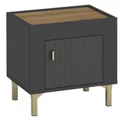 Nočný stolík Nivorta NV11, Farby: čierna / čierna + dub whisky