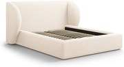 Krémová čalúnená dvojlôžková posteľ s úložným priestorom s roštom 180x200 cm Miley – Micadoni