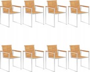 vidaXL Záhradné stoličky 8 ks teakový masív a nehrdzavejúca oceľ