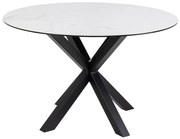 Jedálenský okrúhly stôl Heaven 120 cm biely mramor/čierny