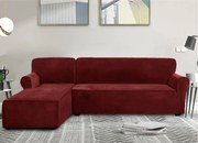Elastický plyšový poťah na trojmiestnu rohovú pohovku BestBerg / ľavý / bordový