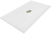Mexen Hugo, obdĺžniková sprchová vanička SMC 200 x 100 cm, biela, zlatá krytka, 42101020-G