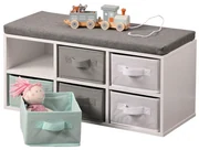 Kesper 17729 Lavica so 6 boxmi, biela/sivá/mätová, 38 x 68 x 29,5 cm
