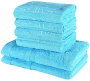 Sada 6 kusov tyrkysových bambusových osušiek a uterákov EMI