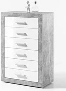Zásuvková komoda Stone, betón/biela%