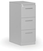 Kovová zásuvková kartotéka PRIMO s drevenými čelami A4, 3 zásuvky, sivá/sivá