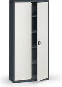 Plechová policová skriňa METAL, 1950 x 950 x 400 mm, 4 police, grafit / sivá