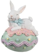 Dekorácia králik s mašľou na zelenom vajíčku - 11*9*15 cm