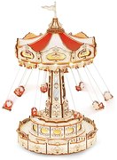 ROBOTIME Roker Svítící 3D drevené puzzle Hracia skrinka: Retiazkový kolotoč 289 ks