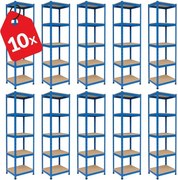 Akcia 10x Regál 180x40x40 cm lakovaný 5-policový, nosnosť 875 kg - modrý