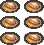 Sada 6 moderných zapustených bodových svetiel čierna so zlatou otočné a naklápacie IP44 - Chuck