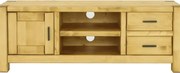 Moderná TV skrinka zo smrekového masívu s 2 zásuvkami a dvierkami, 140x42x50 cm