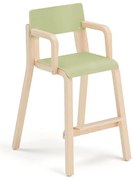 Vysoká stolička DANTE, s opierkami rúk, výška 500 mm, breza, laminát - zelená